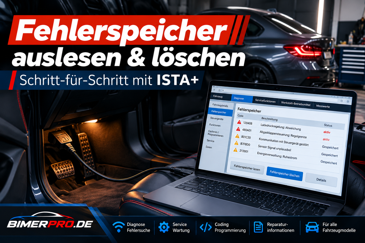 Laptop mit ISTA+ zum Auslesen des BMW Fehlerspeichers