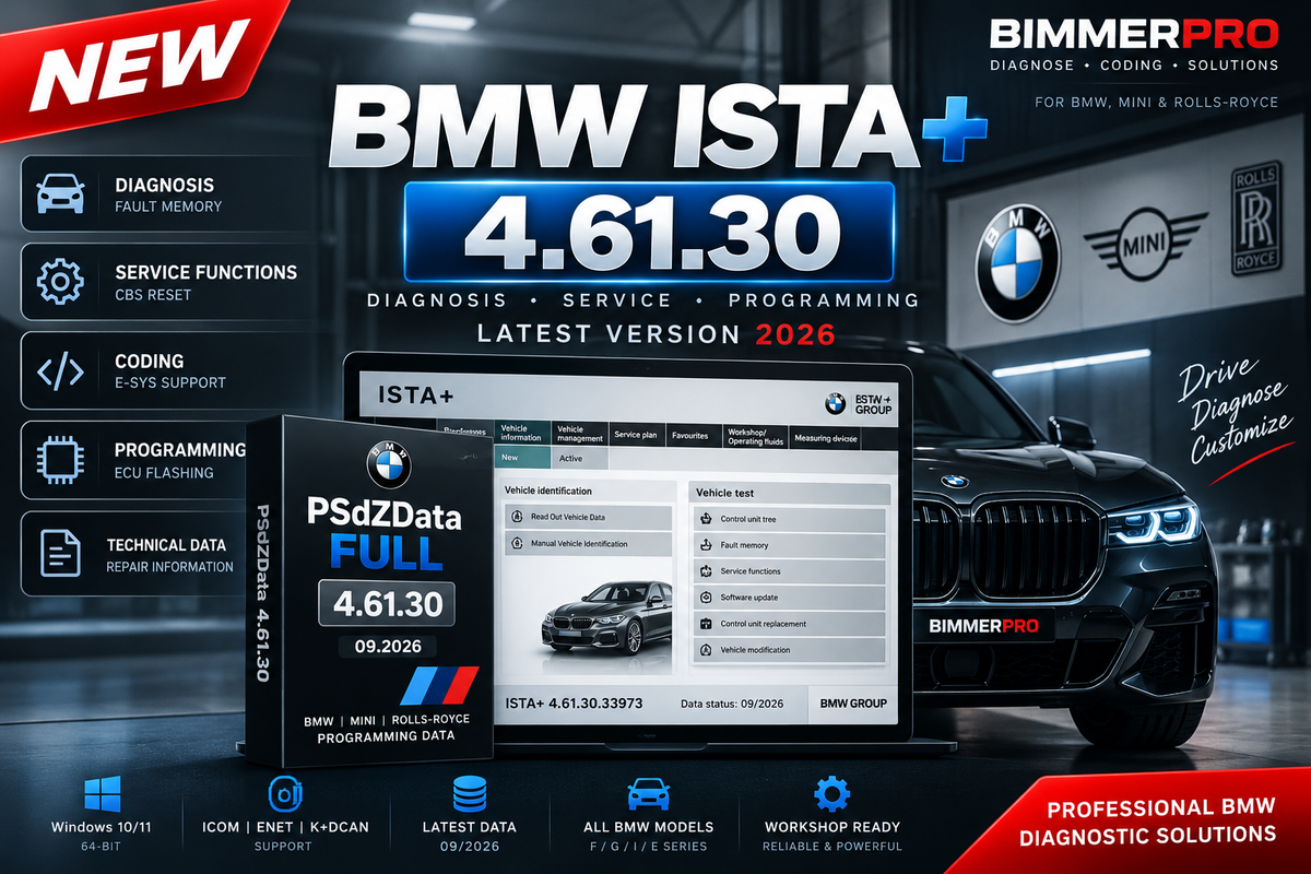 BMW ISTA+ 4.61.30 – PSdZData 4.61.30 Diagnose Software 2026