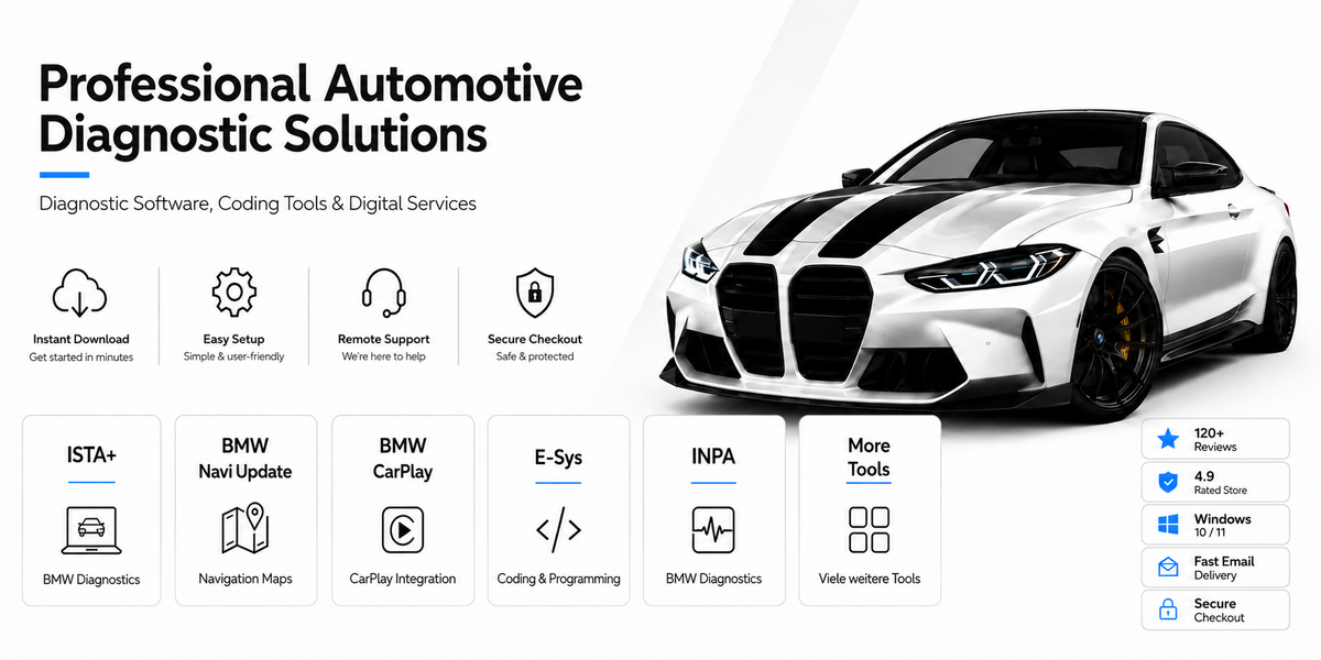 Professionelle Automotive Diagnosesoftware und Coding Tools für BMW – ISTA+, E-Sys, INPA, Navi Update und CarPlay