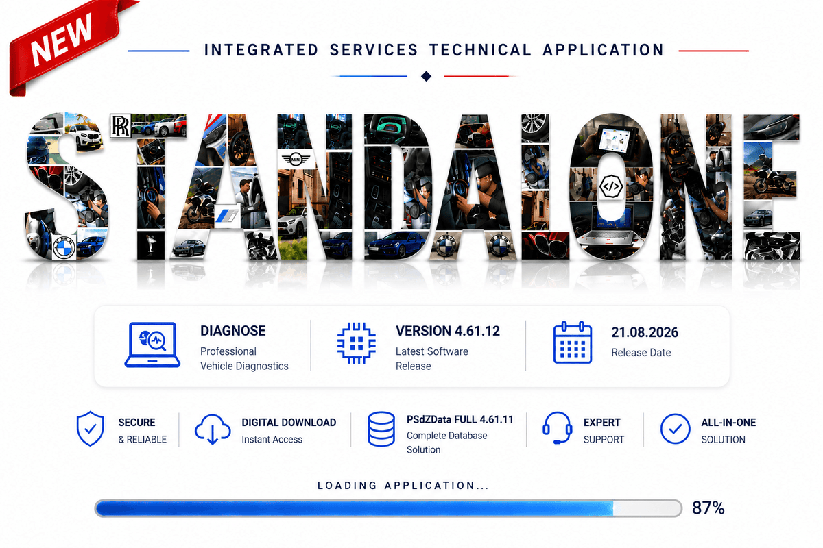 Standalone Diagnose+ 4.61.12 – neueste BMW Diagnosesoftware für E/F/G-Modelle, Integration technischer Dienste.